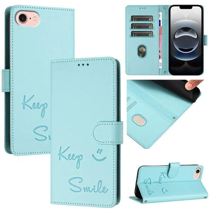 Smile Leather Case for Everyday Phone and Card Storage, Conveniently Stows Up to Three Cards - turquoise folio wallet case with 3 card slots, cash sleeve, kickstand