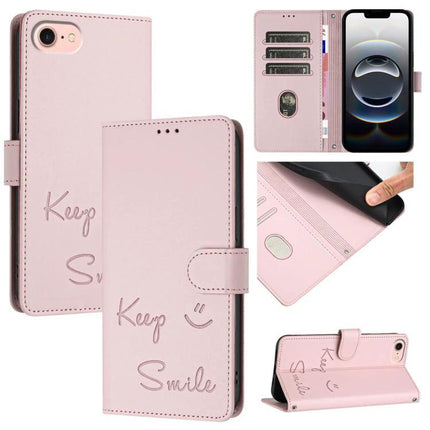 Smile Leather Case for Everyday Phone and Card Storage, Conveniently Stows Up to Three Cards - pink wallet folio with card slots, RFID blocking, kickstand
