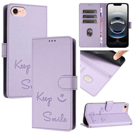 Smile Leather Case for Everyday Phone and Card Storage, Conveniently Stows Up to Three Cards - lavender folio wallet with 3-card sleeve, kickstand and RFID protection