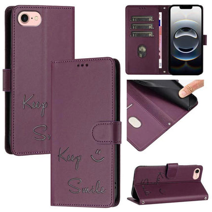 Smile Leather Case for Everyday Phone and Card Storage, Conveniently Stows Up to Three Cards - purple folio wallet with 3 card slots, RFID block, kickstand