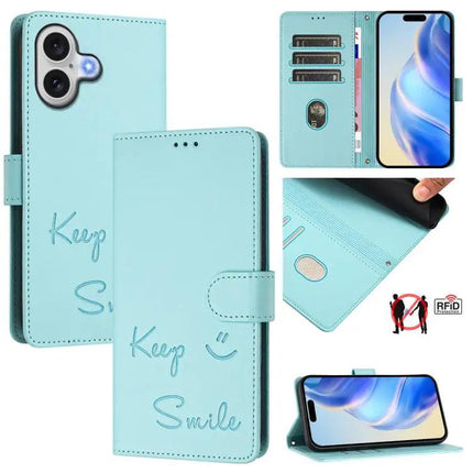 Smile Embossing Leather Case For Card And Cash Storage