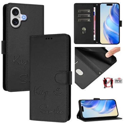 Smile Embossing Leather Case For Card And Cash Storage