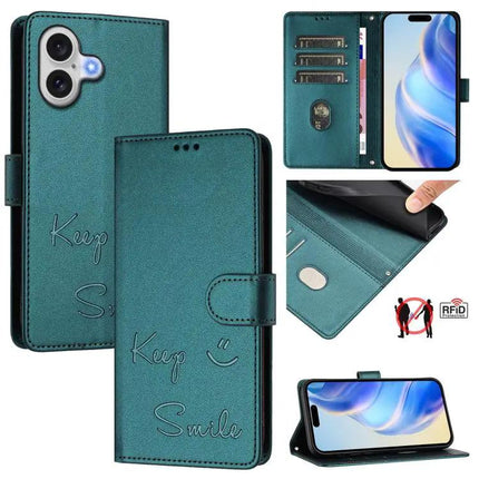 Smile Embossing Leather Case For Card And Cash Storage