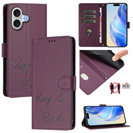 Smile Embossing Leather Case For Card And Cash Storage