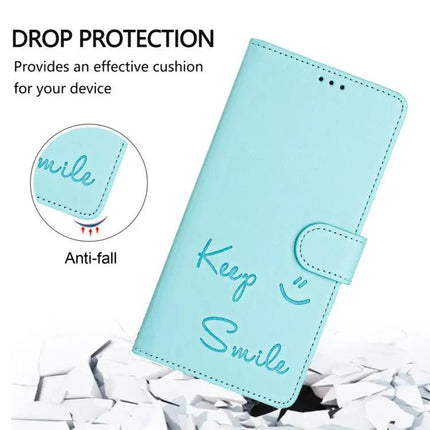 Smile Embossing Leather Case For Card And Cash Storage