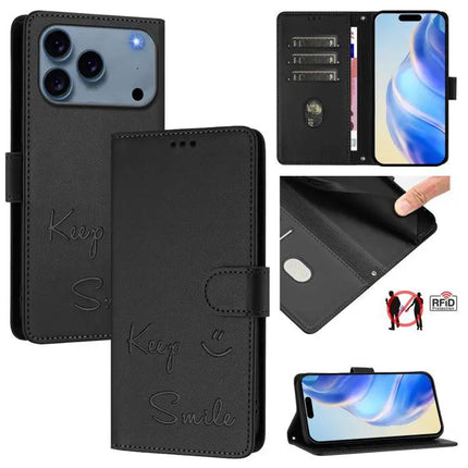 Smile Embossing Leather Case For Card And Cash Storage