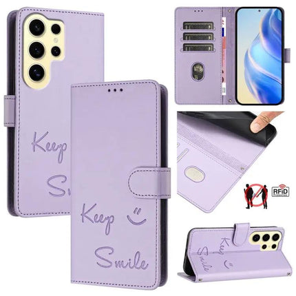 Smile Embossing Leather Case For Daily Phone And Essentials