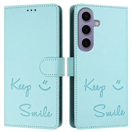 Smile Embossed Leather Card Wallet Case for Everyday Phone and Cards