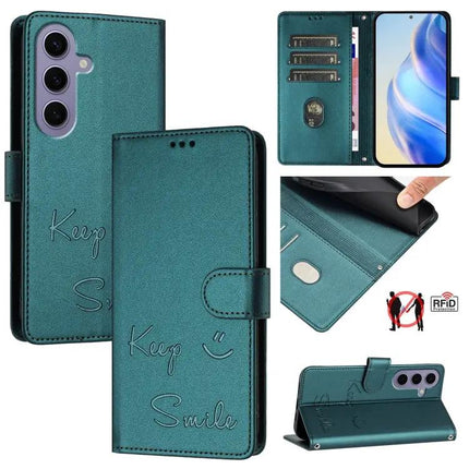Smile Embossed Leather Card Wallet Case for Everyday Phone and Cards