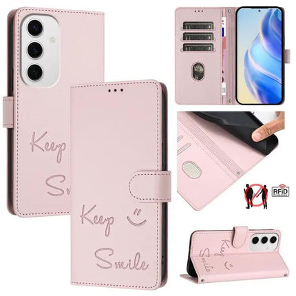 Smile Embossing Leather Case For Daily Phone And Essentials