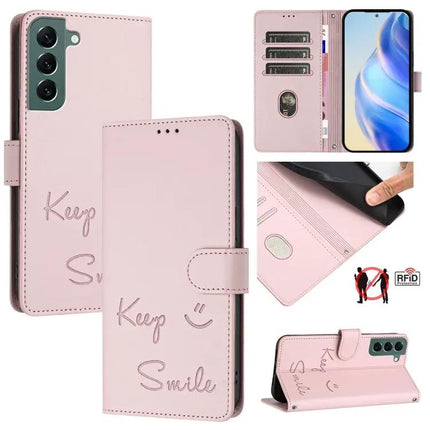 Smile Embossing Leather Phone And Card Case For Everyday Errands And Travel Essentials