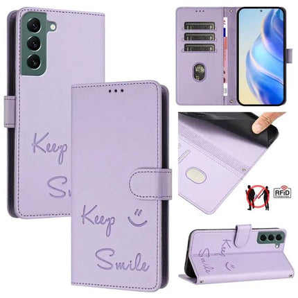 Smile Embossing Leather Phone And Card Case For Everyday Errands And Travel Essentials