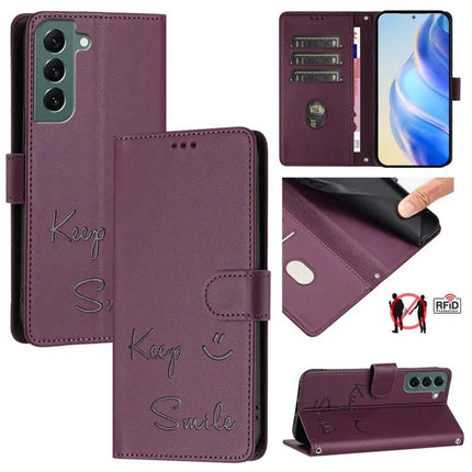 Smile Embossing Leather Phone And Card Case For Everyday Errands And Travel Essentials