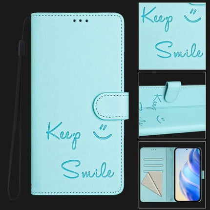 Smile Embossing Leather Case For Daily Phone And Essentials