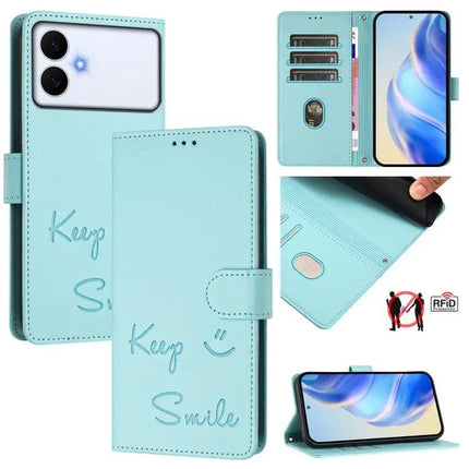Smile Embossing Leather Case For Daily Essentials And Phone Protection For Everyday Errands