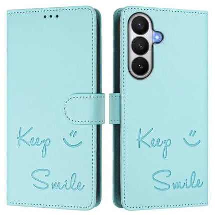 Smile Embossing Leather Phone Case With Card Holder For Everyday Carry On The Go