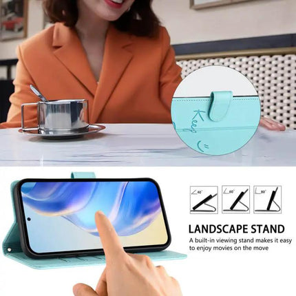 Smile Embossing Leather Phone Case With Card Holder For Everyday Carry On The Go