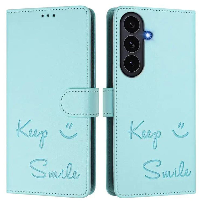 Smile Embossing Leather Case For Daily Essentials And Phone Protection For Everyday Errands