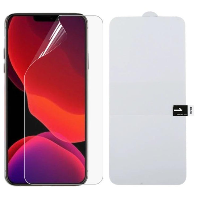 Hydrogel Screen Protector for iPhone and Samsung, Everyday Screen Protection Against Scratches And Minor Drops - clear full-screen film showing protector on smartphone
