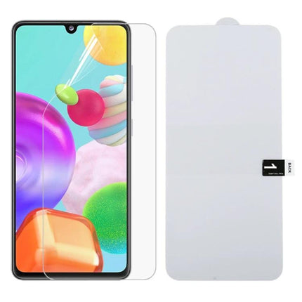 Hydrogel Screen Protector for iPhone and Samsung, Everyday Screen Protection Against Scratches And Minor Drops - Clear full-screen film showing phone and protector