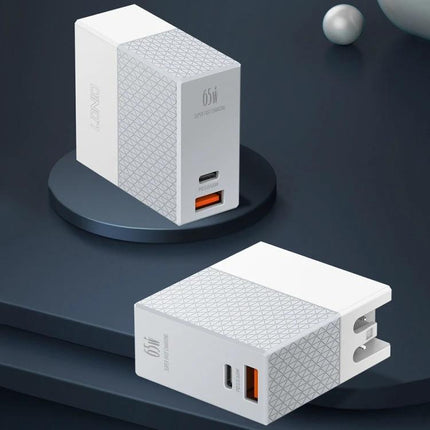LDNIO Travel Charger for Everyday Devices and Trips compact 65W dual-port USB fast charger for smartphone tablet laptop