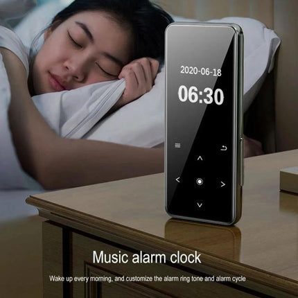 A20 MP4 Player with 2.0 Inch Color Touch Screen and Bluetooth bedside music alarm clock showing 06:30 on touch display