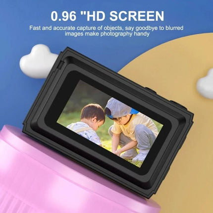 Portable Mini HD Screen Camera for Everyday Photography showing 0.96-inch HD display with a child photo on screen