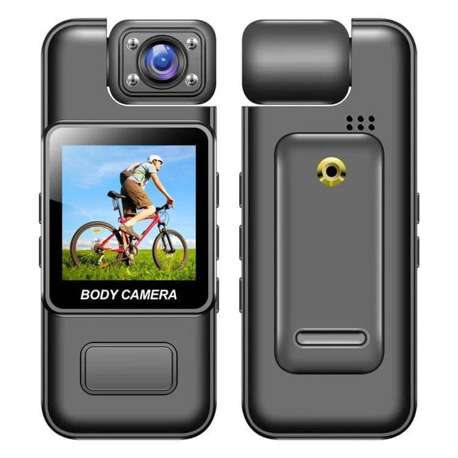 Versatile Travel Recorder with Adjustable Lens for Daily Adventures compact 4K body camera showing front and back views
