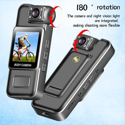 Versatile Travel Recorder with Adjustable Lens for Daily Adventures compact 4K body camera with 180° rotating lens for day and night recording