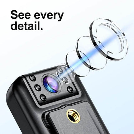 Compact Rotating Lens Night Vision Video Recorder for Everyday Use showing a compact 2K HD camera with rotating lens and night vision for clear low-light footage