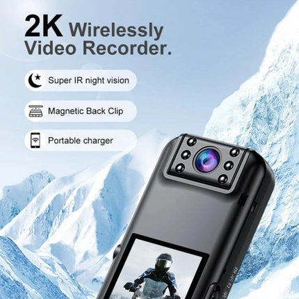 Compact Rotating Lens Night Vision Video Recorder for Everyday Use showing 2K camera with 180° rotation, night vision LEDs and compact portable design