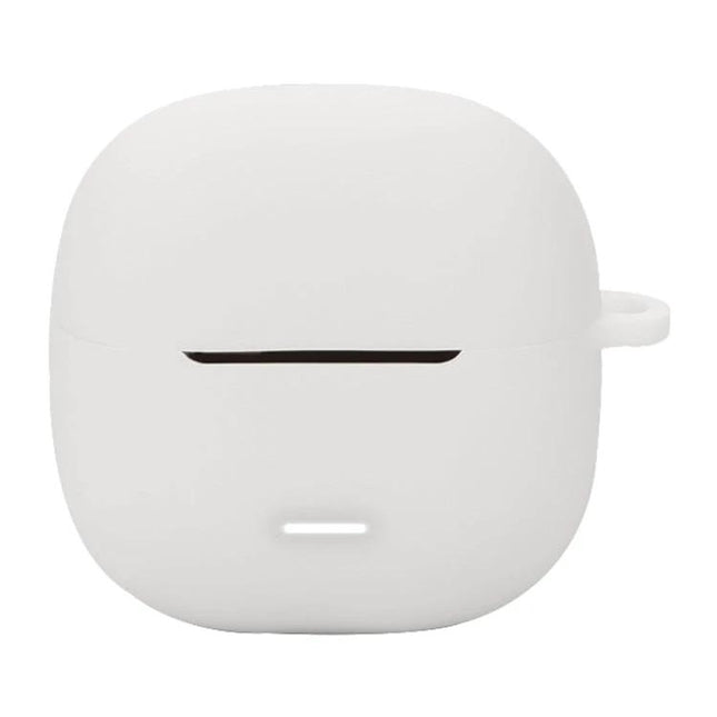 Protective Silicone Case for Xiaomi Earbuds in Daily Use – slim 2mm white silicone cover with charging port access and loop for keyring