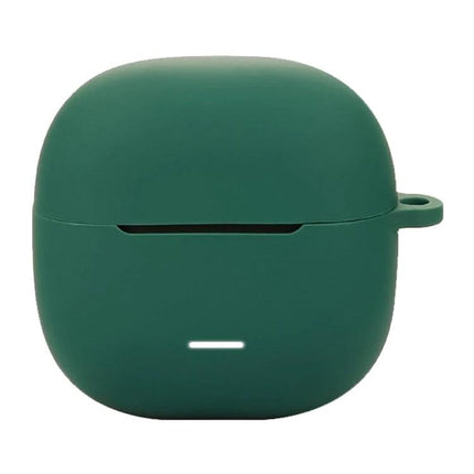 Protective Silicone Case for Xiaomi Earbuds in Daily Use — slim 2mm green silicone cover with charging port access and keyring loop