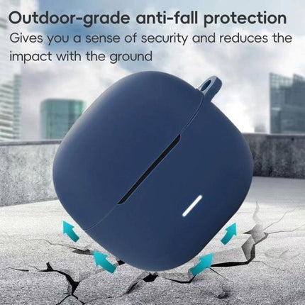 Protective Silicone Case for Xiaomi Earbuds in Daily Use slim 2mm navy blue anti-fall cover showing charging port access