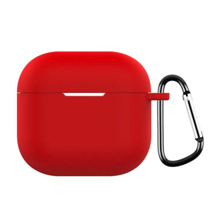Silicone Case Keeps Earphones Secure for Daily Activities red silicone earphone case with carabiner protecting earbuds
