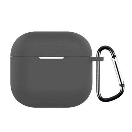 Silicone Case Keeps Earphones Secure for Daily Activities - Dark Gray Durable Silicone AirPods Case With Carabiner