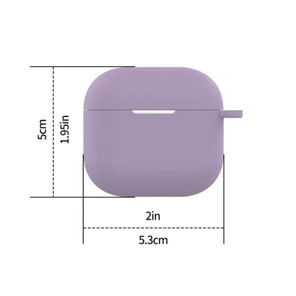 Silicone Case Keeps Earphones Secure for Daily Activities — Lavender silicone protective case with measurements 5cm x 5.3cm