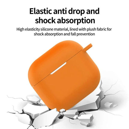 Silicone Case Keeps Earphones Secure for Daily Activities orange silicone anti-drop case on cracked surface