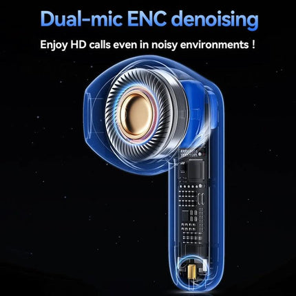 Wekome Armor Wireless Earbuds For Commuting And Clear Calls showing ENC dual-mic denoising and 13mm driver cross-section