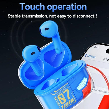Wekome Armor Wireless Earbuds For Commuting And Clear Calls blue earbuds with ENC, Bluetooth 5.3, charging case shown, commuting use