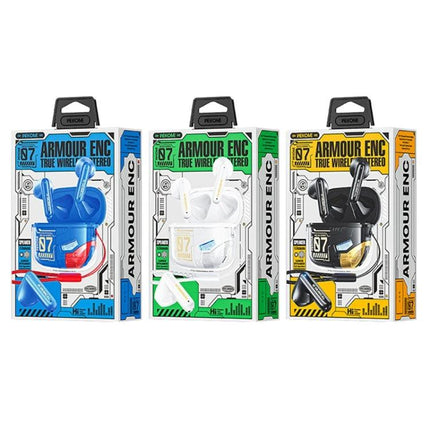 Wekome Armor Wireless Earbuds For Commuting And Clear Calls in blue white and black with ENC packaging, 3-pack display