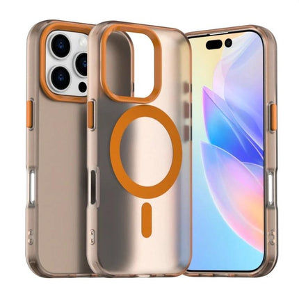 Candy Case For iPhone - Everyday Protection With A Subtle Candy-Inspired Look For Daily Use - lightweight PC+TPU clear gold case with orange MagSafe ring