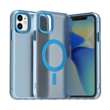 Essential Candy Phone Case for Everyday iPhone Protection - slim blue PC shell with TPU bumper, MagSafe ring, protects against scratches and minor drops