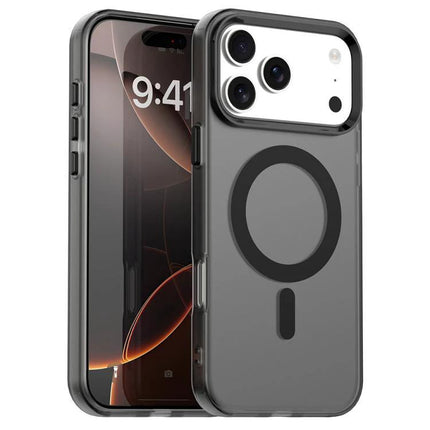 Daily iPhone Protection Candy MagSafe Case in smoke gray showing MagSafe ring, camera cutout, and slim PC+TPU protection