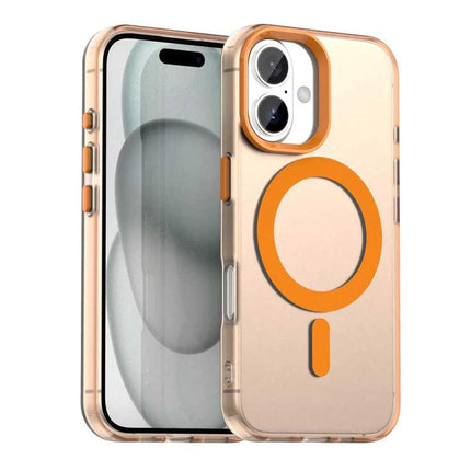 Daily iPhone Protection Candy MagSafe Case clear PC+TPU slim protective case with orange MagSafe ring for everyday scratch and impact resistance