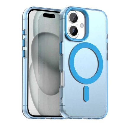 Daily iPhone Protection Candy MagSafe Case blue translucent PC+TPU slim protective cover with MagSafe ring for everyday scratch and impact resistance