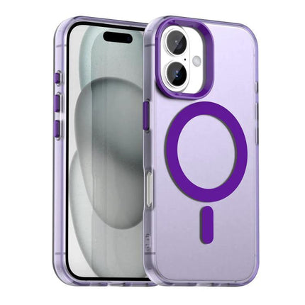 Daily iPhone Protection Candy MagSafe Case translucent purple PC TPU protective case with MagSafe ring and camera cutout
