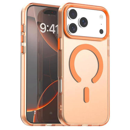 Daily iPhone Protection Candy MagSafe Case in transparent orange PC+TPU showing MagSafe ring and camera protection