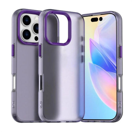 iPhone Hybrid Case For Everyday Protection - purple PC+TPU clear rugged case with raised camera lip and precise port cutouts