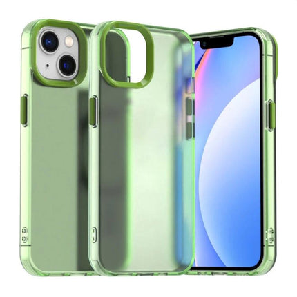Essential iPhone 15 Case for Everyday Protection - slim green PC+TPU phone case showing front and back, lightweight daily scratch and drop defense